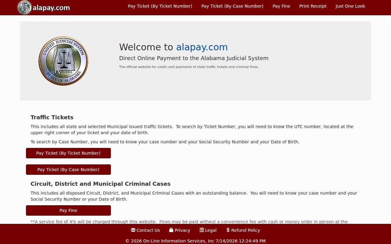 Geneva County court dockets AlaPay payment portal