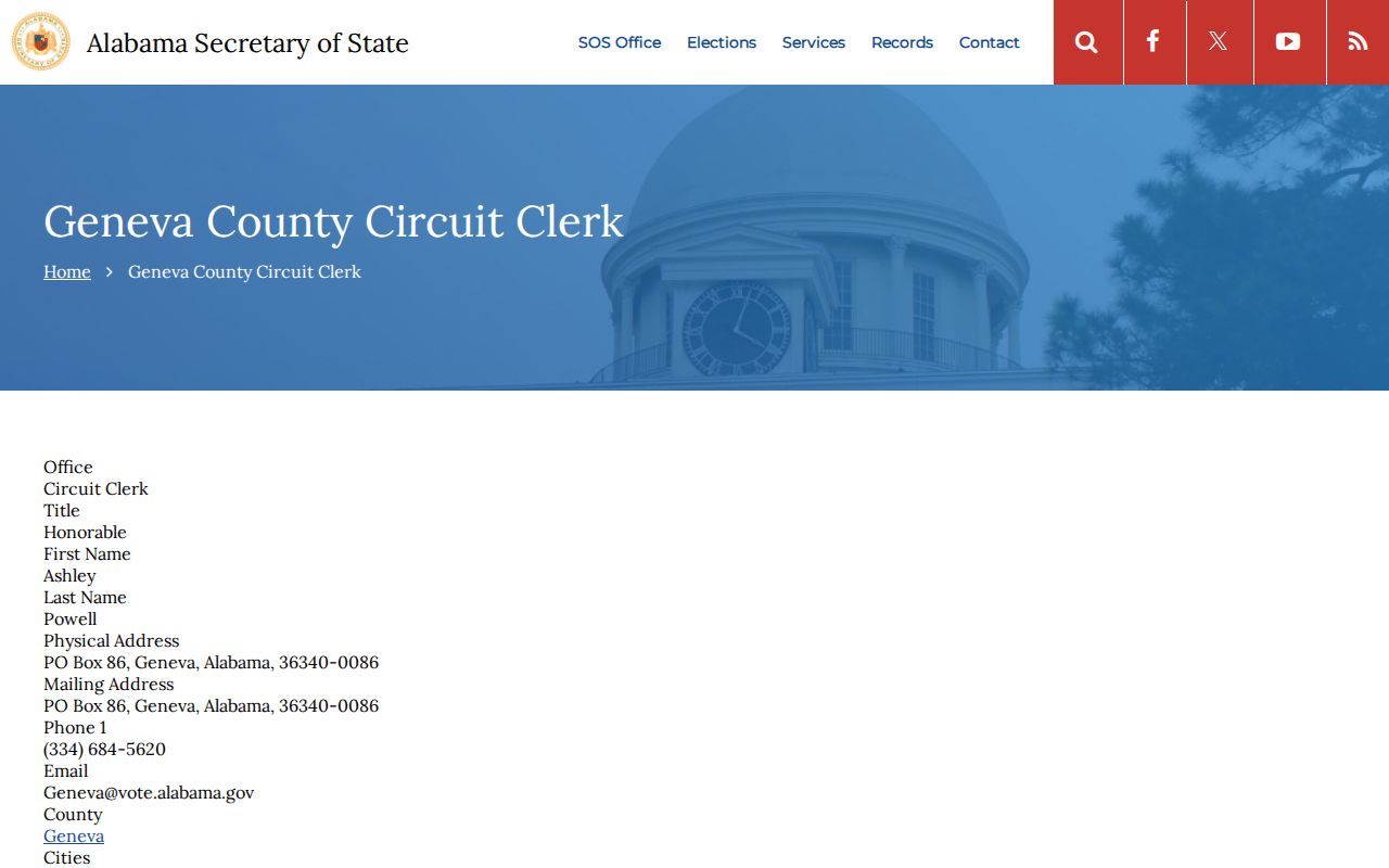Geneva County court records Circuit Clerk listing