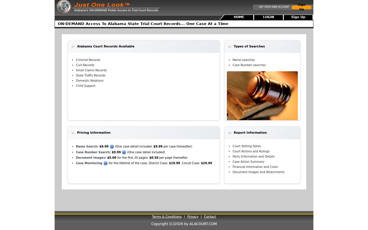 Geneva County court records Alacourt Access page