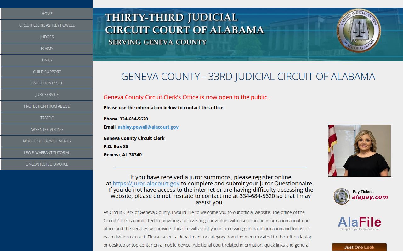 Geneva County court records 33rd Judicial Circuit page