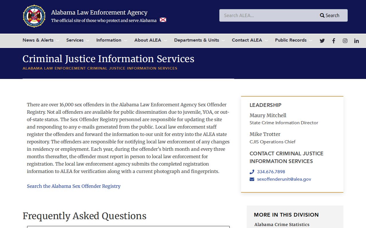 Geneva County inmate records ALEA registry information source