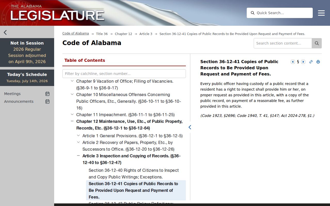 Geneva County probate records Alabama public records copy statute